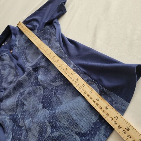 M ADIDAS blue floral sup half zip active athleisure wicking shirt top MEDIUM - Picture 3 of 12